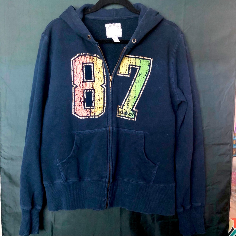 Aeropostale Navy Blue Zipper Sweatshirt Hoodie